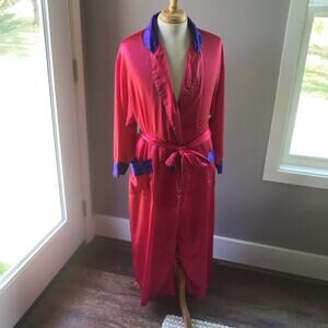 Vintage Victoria Secret Gold Label Robe M/L Pink Purple Green Jewel Tones Long